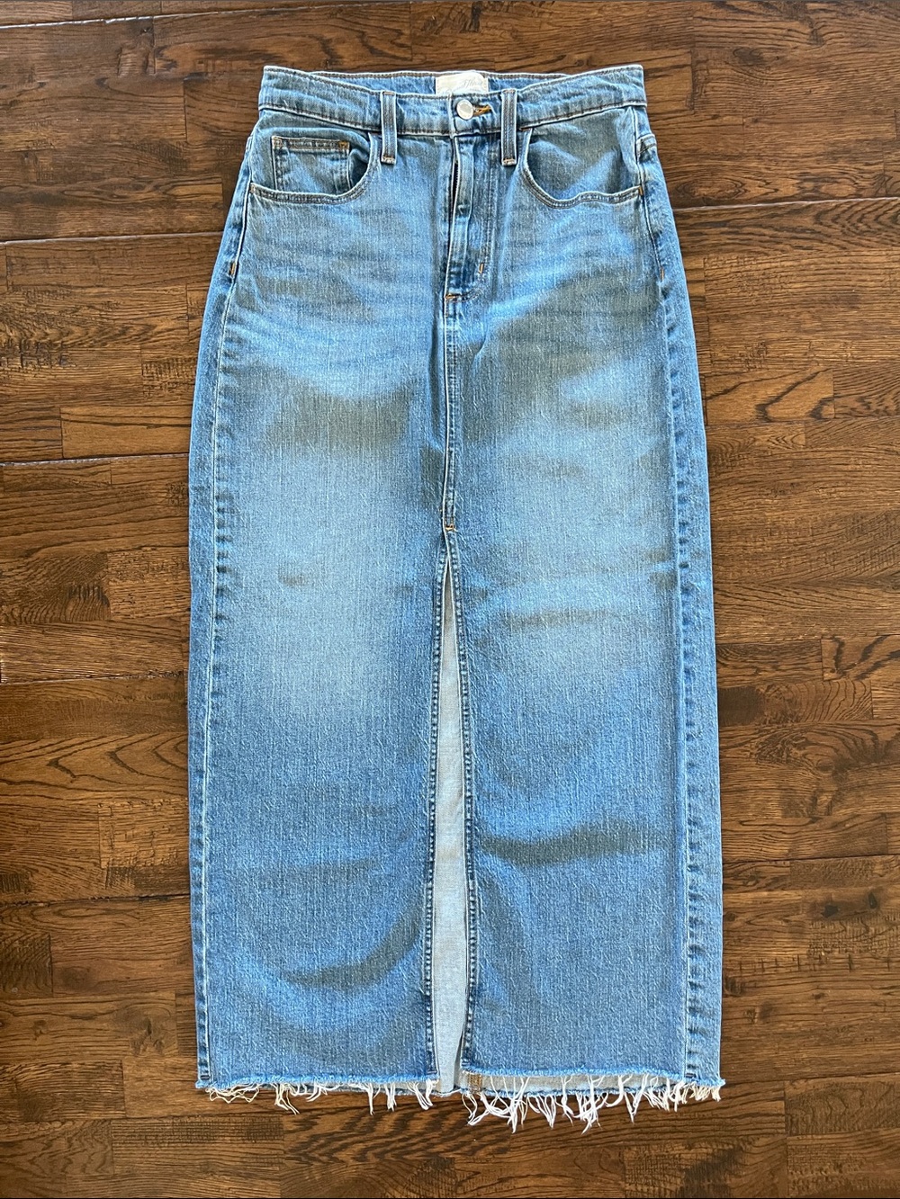 Universal Thread Light Blue Wash Denim Maxi Skirt with Front Slit